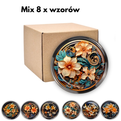 Zakrętki Uniwersalne fi 82 / 6 SREBRNA LILIA MIX 100 sztuk
