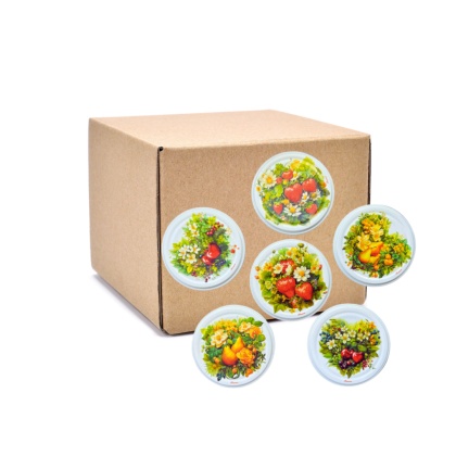 Zakrętki fi 82 / 6 Owoce Serce MIX karton 750 sztuk