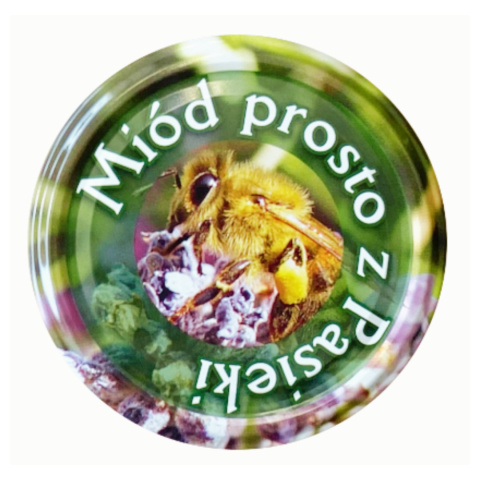 Zakrętki fi 82 DO MIODU PROSTO Z PASIEKI - zielona KARTON 660 sztuk