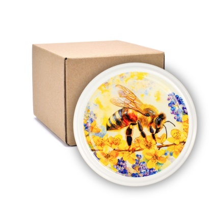 Zakrętki fi 82 do miodu Z PSZCZOŁĄ - JABŁOŃ KARTON 750 sztuk / 0,30 sztuka